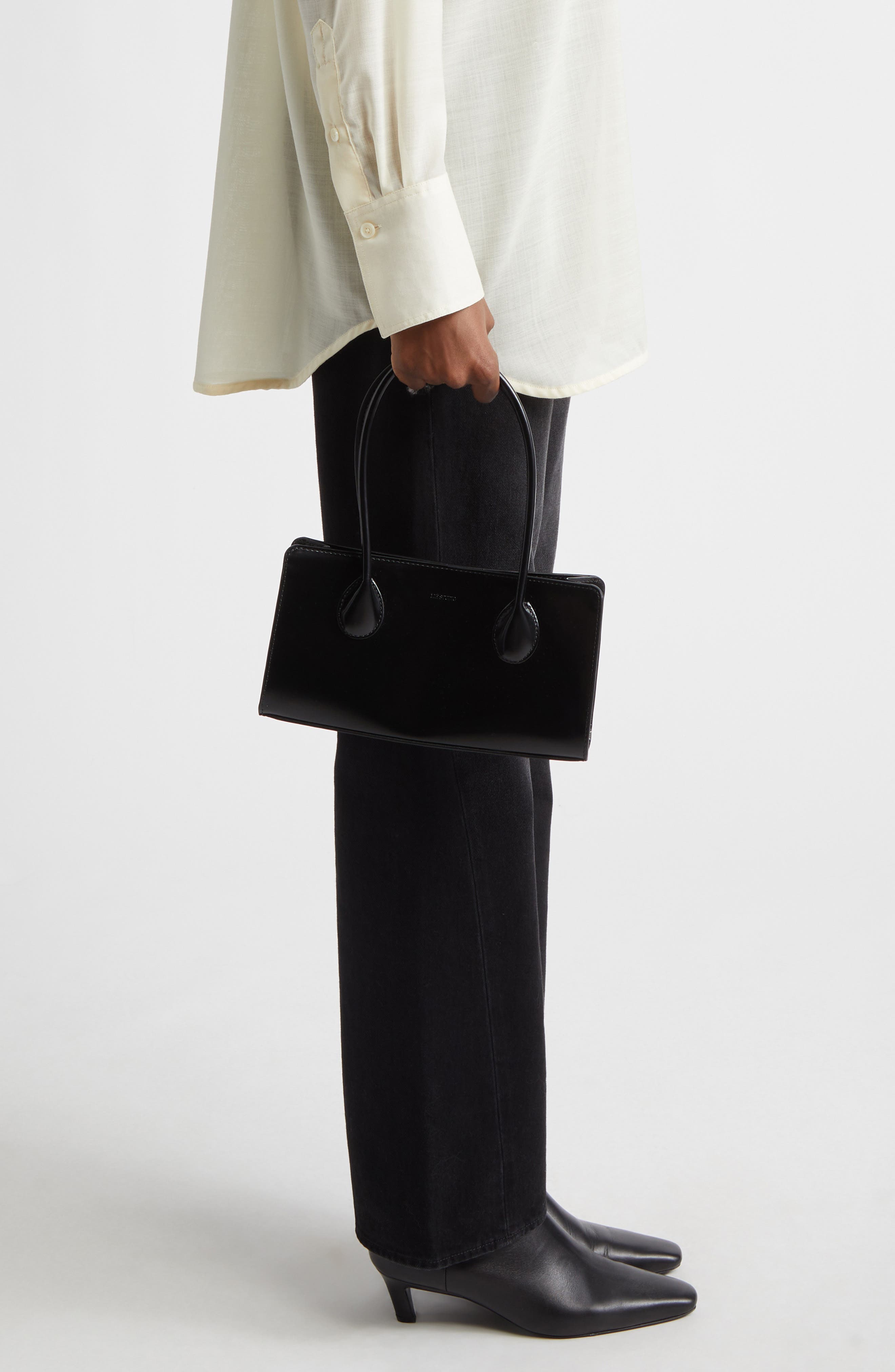 Lié Studio The Lou Top Handle Bag, Alternate, color, Black Patent Leather