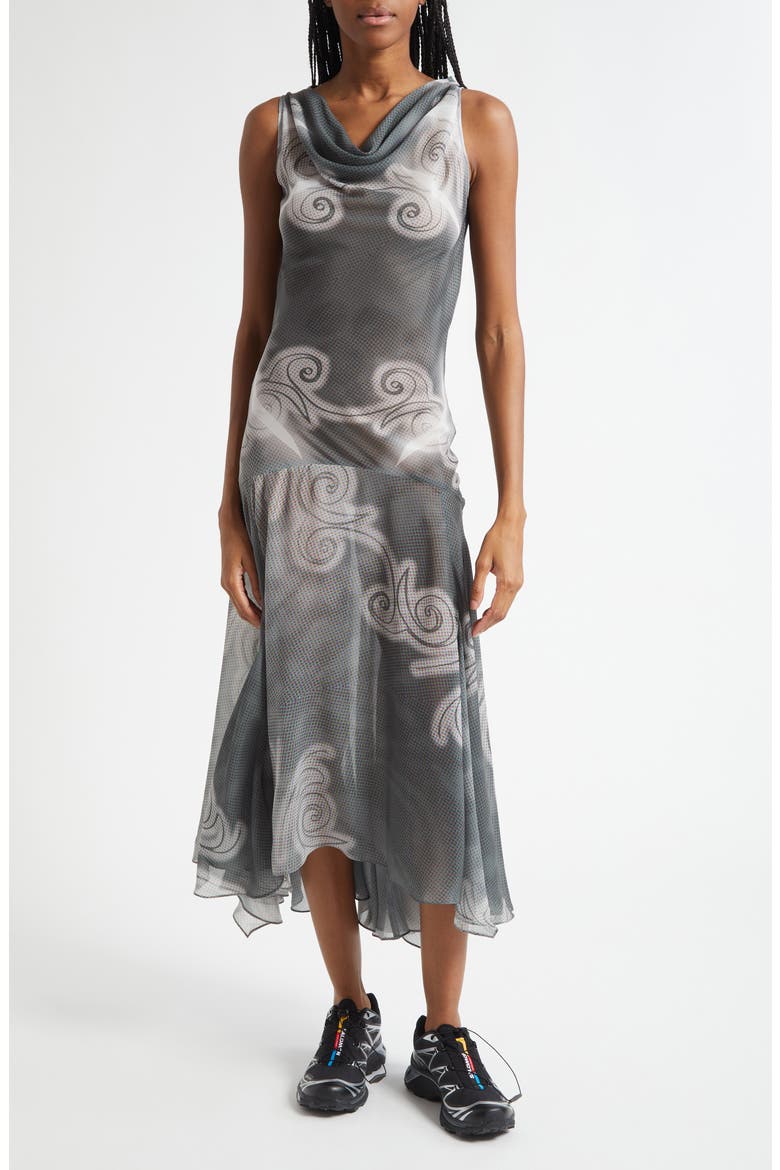 Paolina Russo Sleeveless Bias Cut Chiffon Maxi Dress (Women)