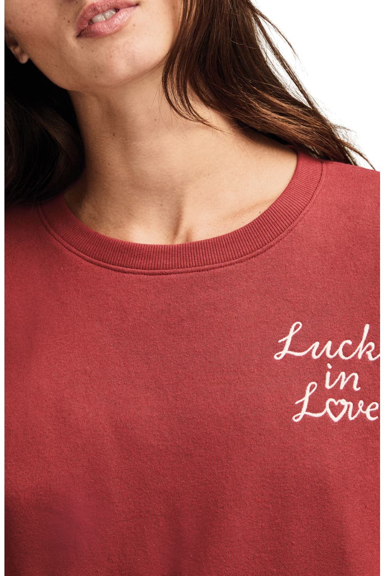 Valentine Heart Crewneck Sweatshirt, Alternate, color, RED DAHLIA