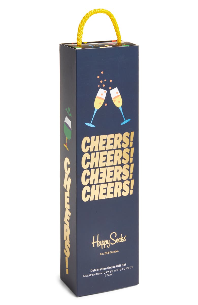 Happy Socks Celebration Assorted 3-Pack Sock Gift Box, Alternate, color, 