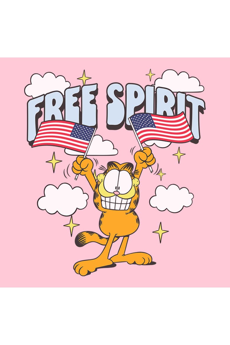 Girl's Garfield Free Spirit Smile  Graphic T-Shirt, Alternate, color, Light Pink