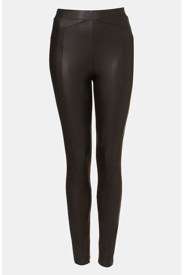 Faux Leather Leggings, Main, color, BLACK