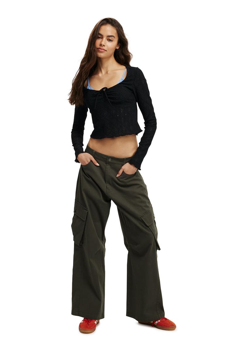 Cotton On Briony Tie Front Long Sleeve Top, Alternate, color, 