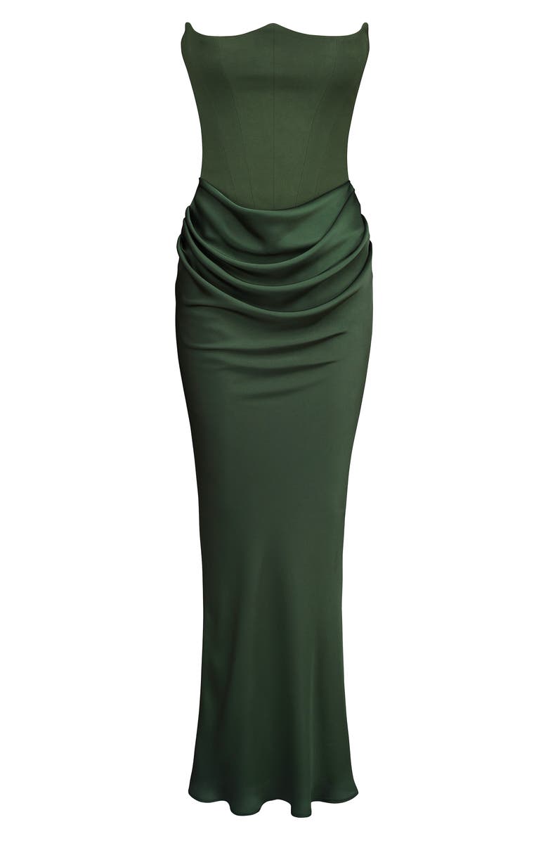 HOUSE OF CB Persephone Strapless Evening Dress, Alternate, color, Green Crepe