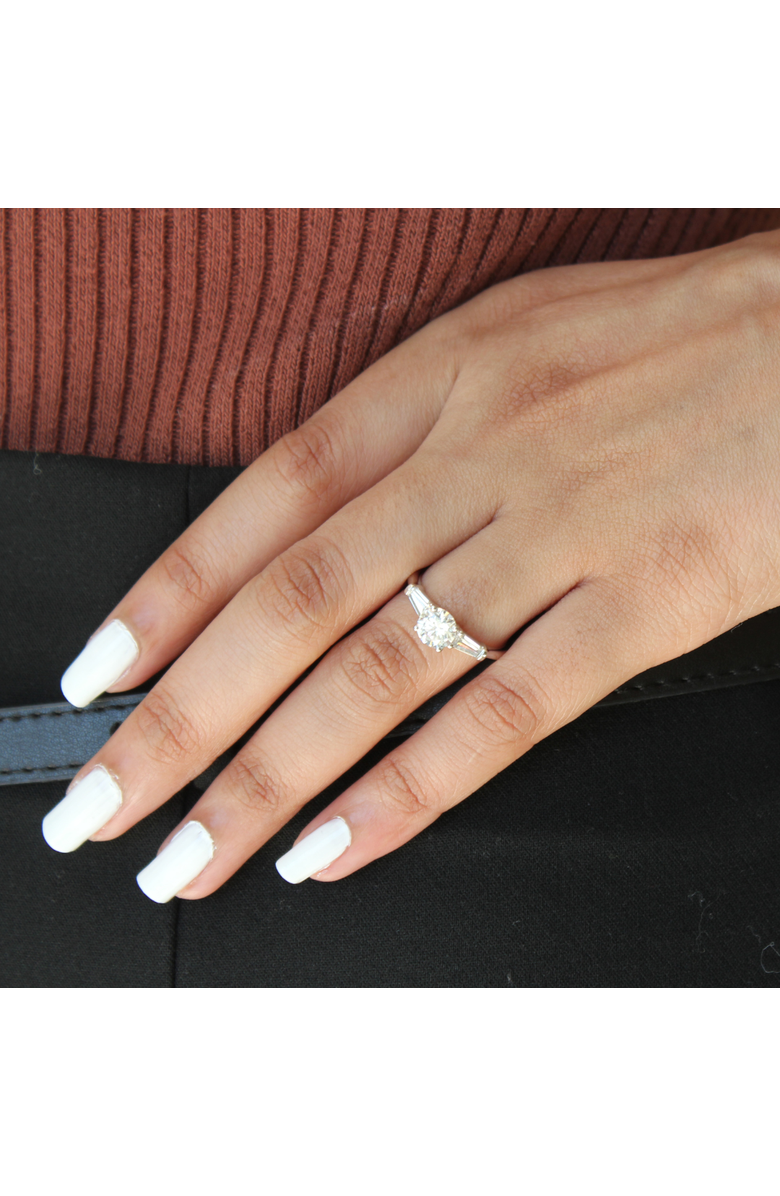 LuvMyJewelry Nova 14K Gold Tapered Baguette & Round Cut Lab Grown Diamond Three Stone Ring - 1.48 ct, Alternate, color, 14K White Gold