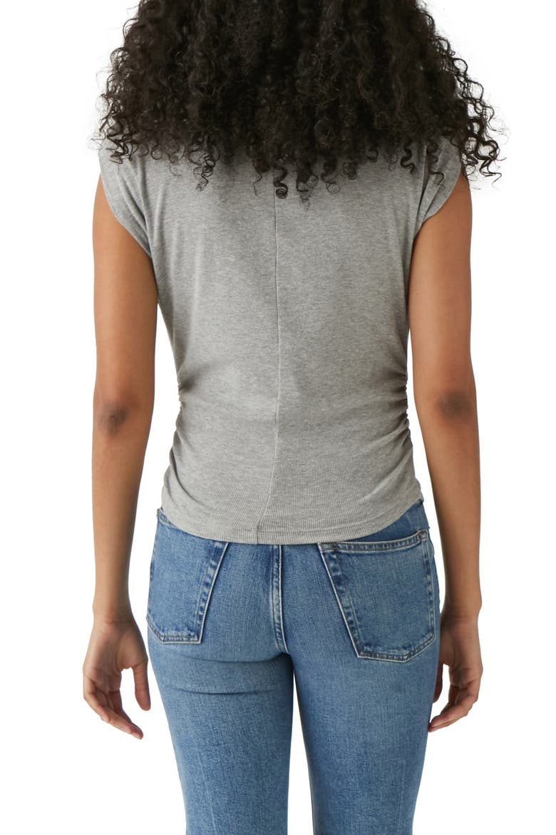 Amara Ruched Cowl Neck Rib T-Shirt, Alternate, color, HEATHER GREY