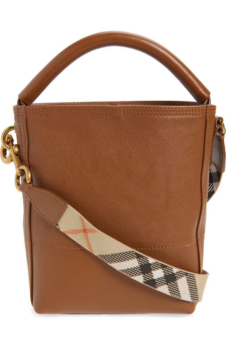 Burberry Mini B Clip Leather Bucket Bag, Alternate, color, Hazel