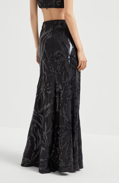 Brunello Cucinelli Skirt With Dazzling Floral Embroidery In Black