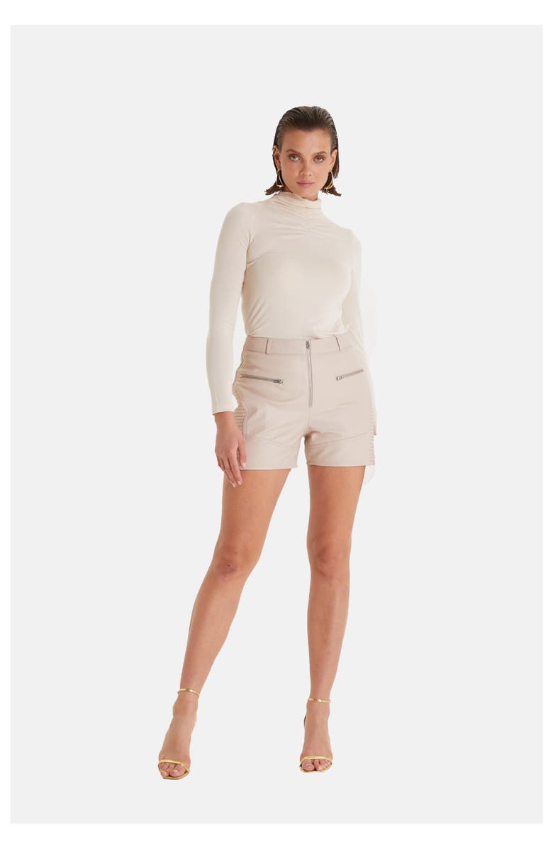 FURNIQ UK Leather Fashion Short, Alternate, color, Beige