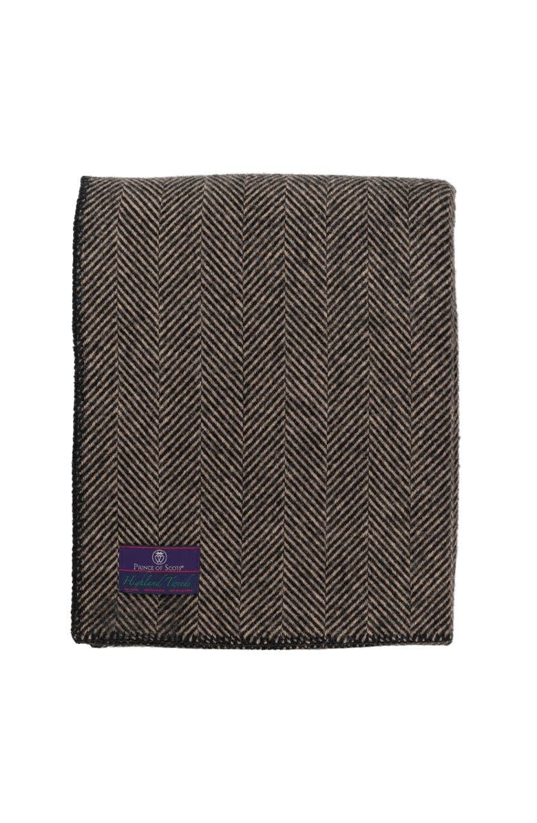 Prince of Scots Highland Tweeds Big Throw, Alternate, color, Black Herringbone