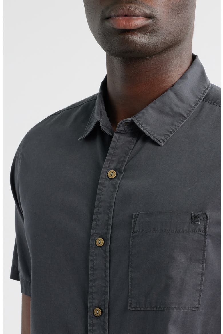 Made to Fade Short Sleeve Cotton & Lyocell Button-Up Shirt, Alternate, color, WASHED CHARCOAL
