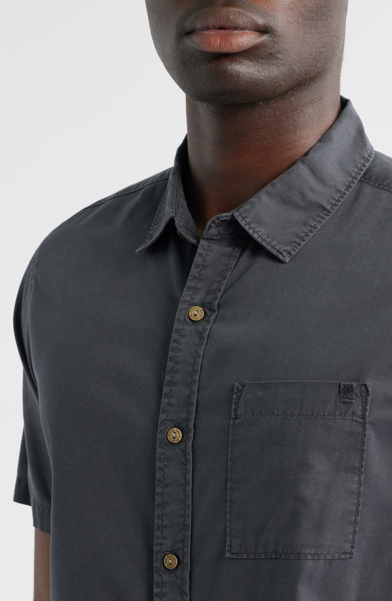 Roark Made to Fade Short Sleeve Cotton & Lyocell Button-Up Shirt, Alternate, color, Washed Charcoal