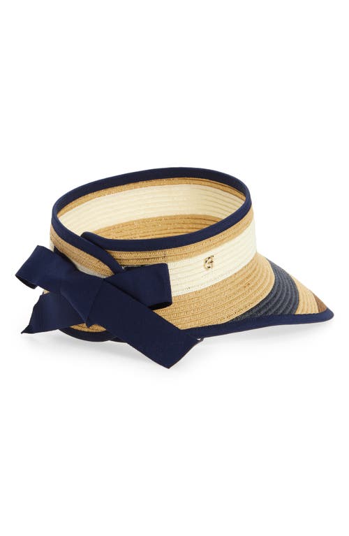 Cole Haan Stripe Packable Straw Visor In Brown