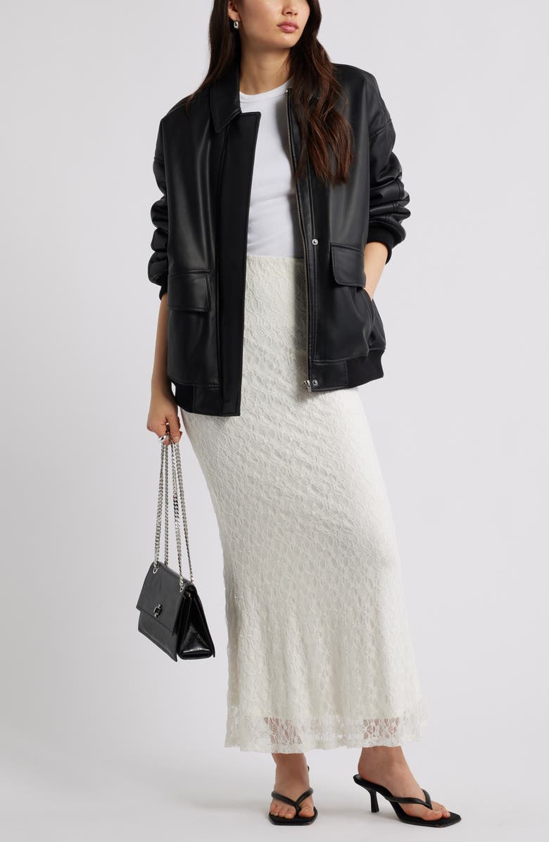 Open Edit Sheer Lace Maxi Skirt, Alternate, color, Ivory