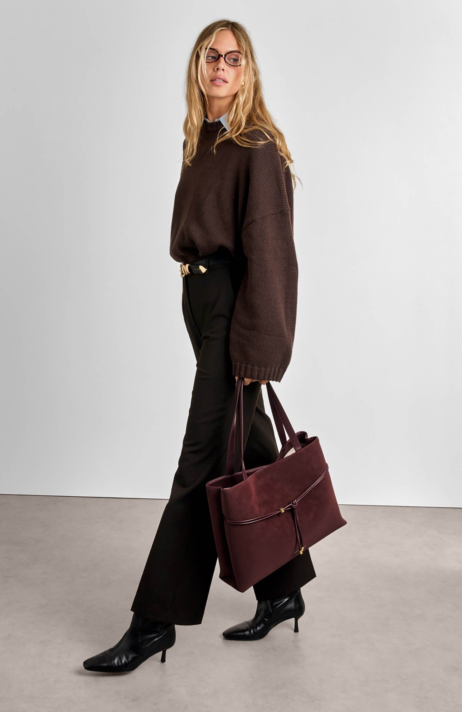 Lori Tote Bag, Alternate, color, Cherry Suedette