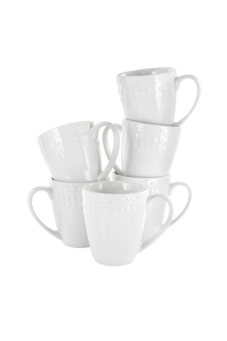 Cara 6 Piece 10 Ounce Porcelain Cup Set, Main, color, White