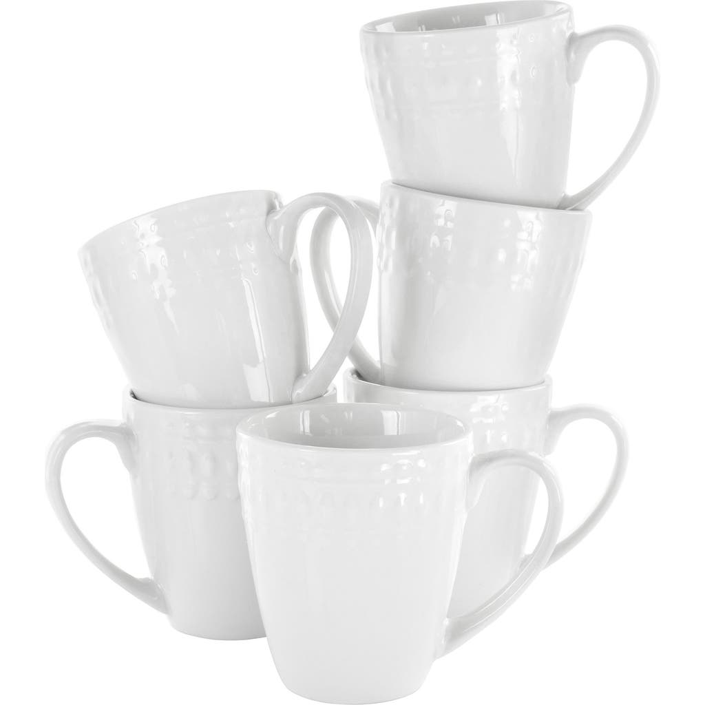 Elama Cara 6 Piece 10 Ounce Porcelain Cup Set In White