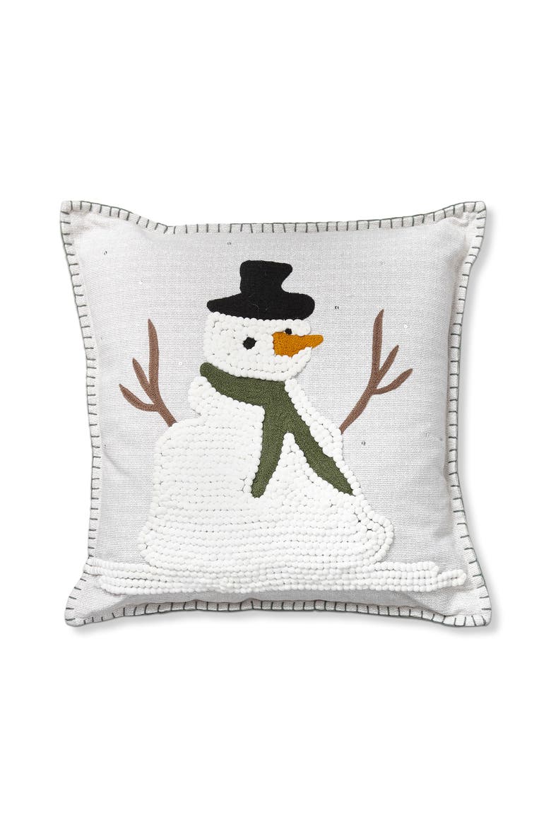 Fresh Balsam Snowman Throw Pillow Multicolor Christmas Decor, Main, color, White