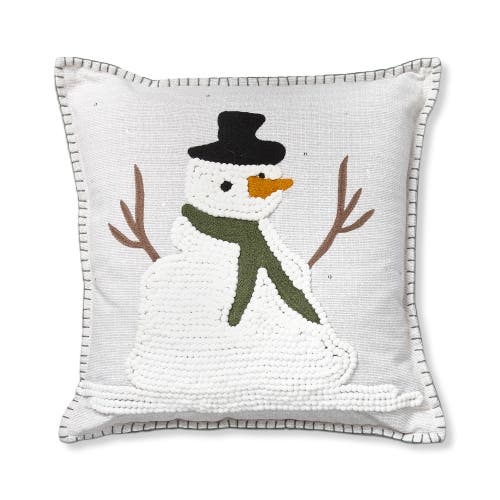 Tag Fresh Balsam Snowman Throw Pillow Multicolor Christmas Decor In White