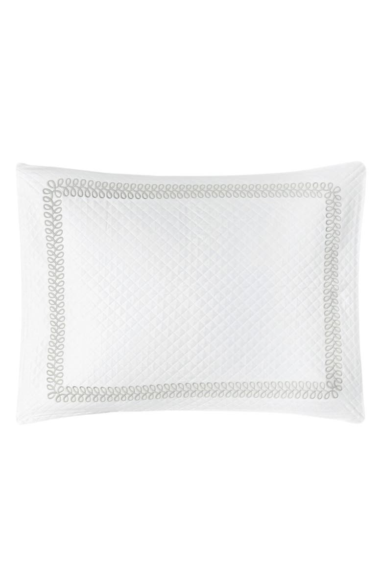 Matouk Astor Braid Matelassé Sham, Alternate, color, Silver