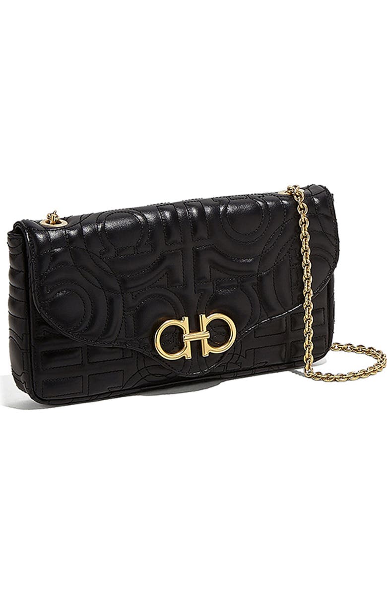 FERRAGAMO Salvatore Ferragamo Gancini Matelassé Leather Shoulder Bag, Main, color,