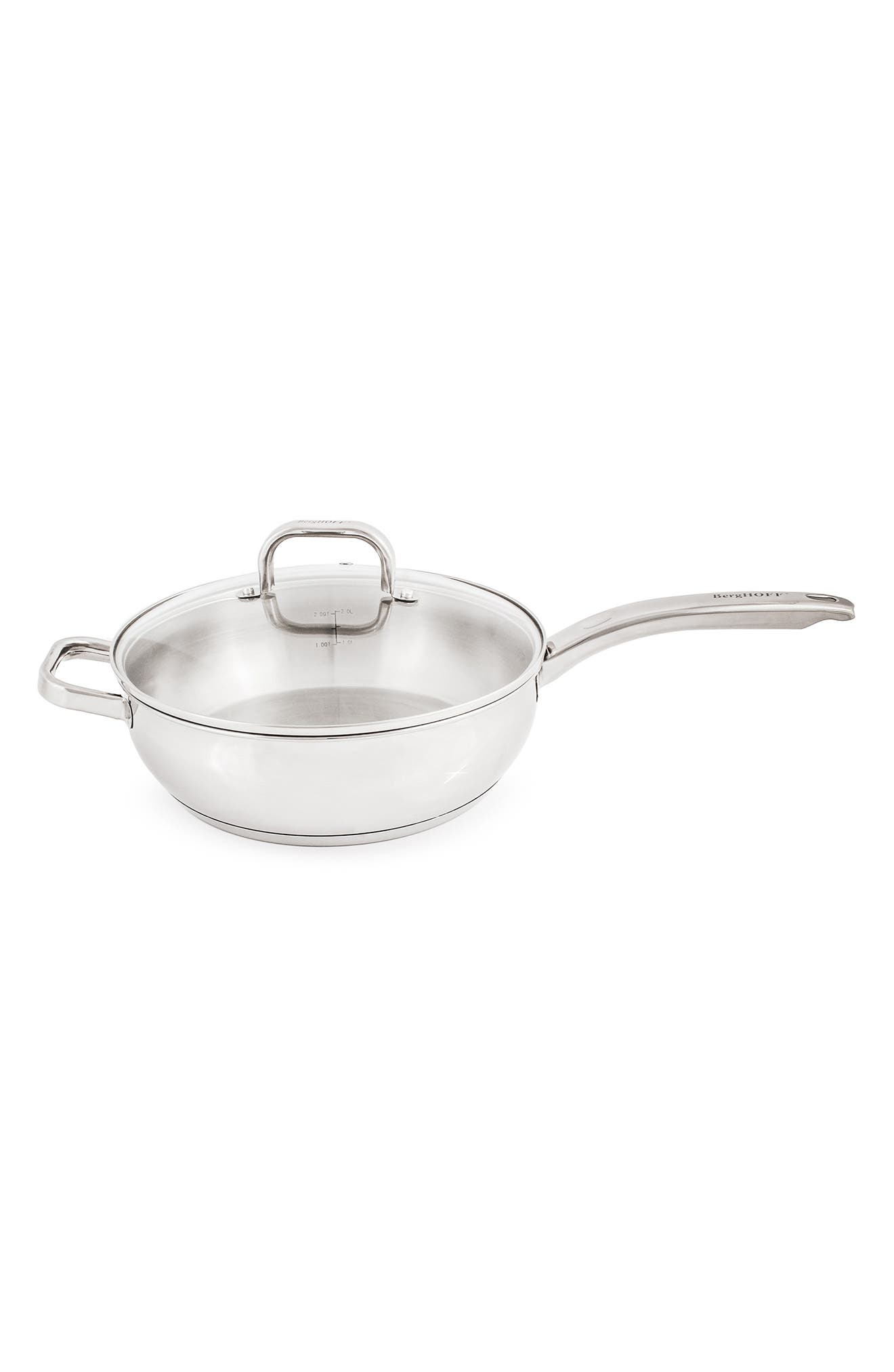 BergHOFF Stainless Steel Deep Skillet with Glass Lid