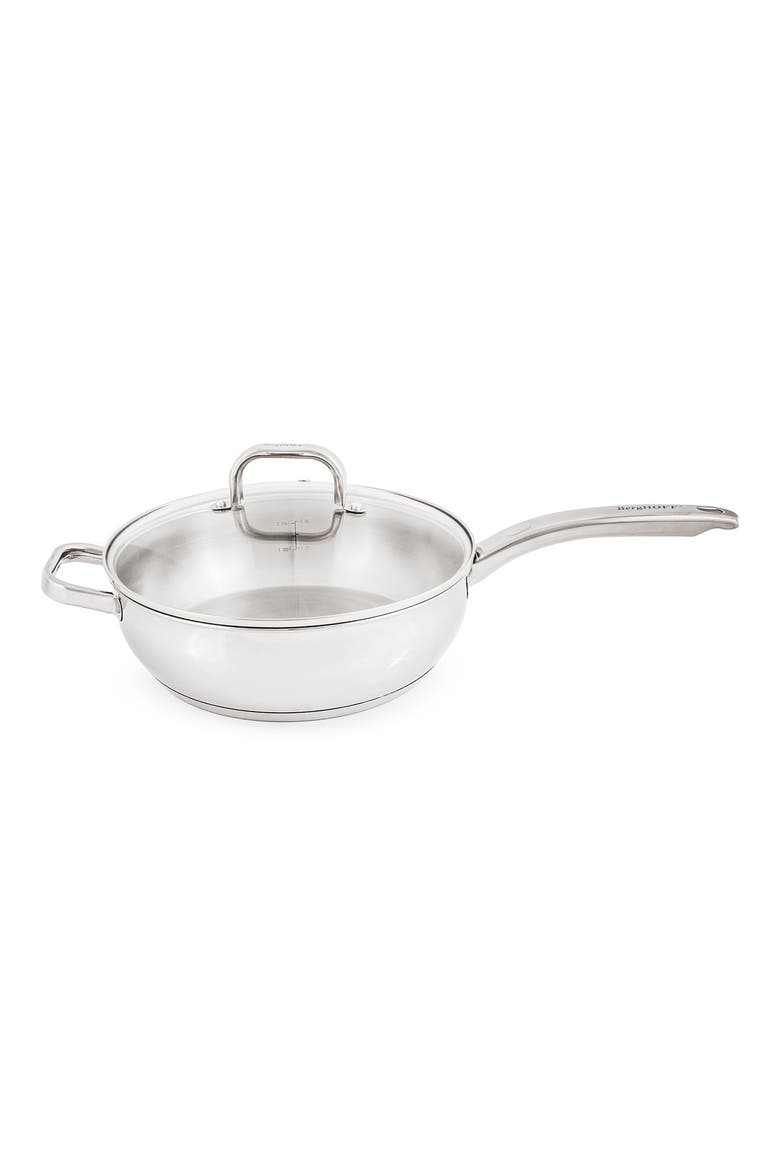 Stainless Steel Deep Skillet with Glass Lid, Main, color, SILVER