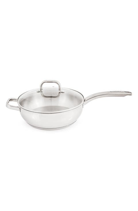 Stainless Steel Deep Skillet with Glass Lid