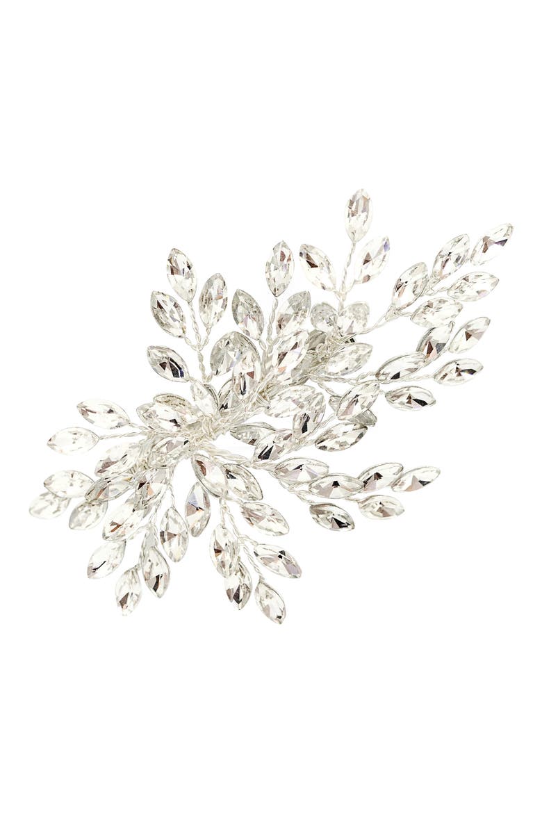 Sahara Crystal Leaf Bendable Hair Clip, Main, color, SILVER