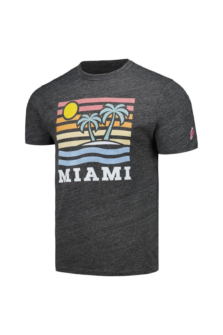 Men's League Collegiate Wear Heather Charcoal Miami Hurricanes Hyper Local Victory Falls Tri-Blend T-Shirt, Alternate, color, Heather Charcoal