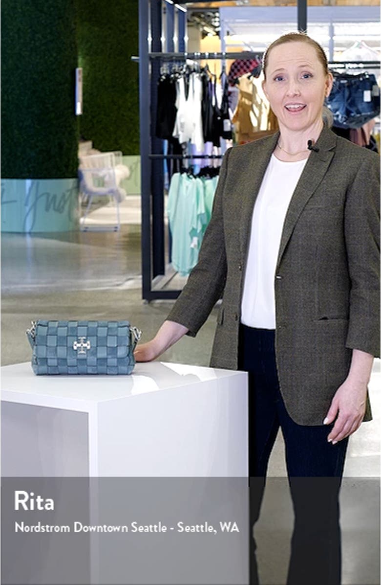 Kira Small Woven Leather Convertible Shoulder Bag, sales video thumbnail