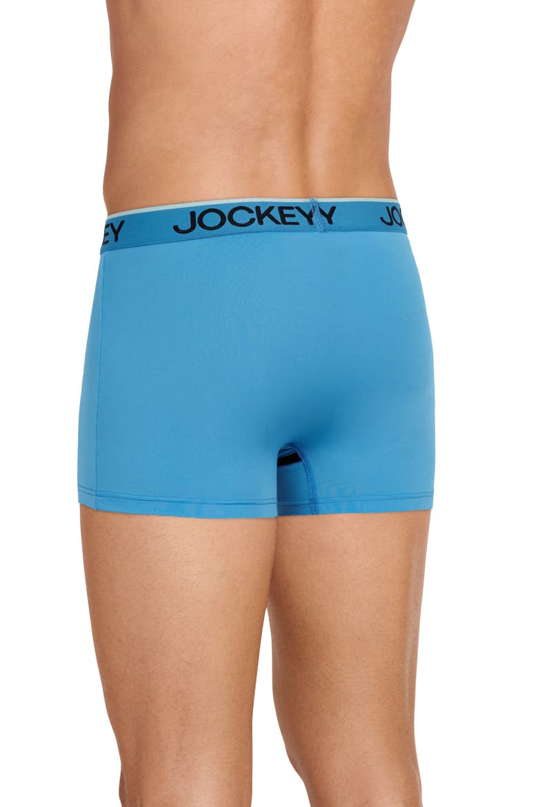 Men's Chafe Proof Pouch Microfiber 3" Trunk - 3 Pack, Alternate, color, Bright Aqua/Iron Grey/Blue Jay