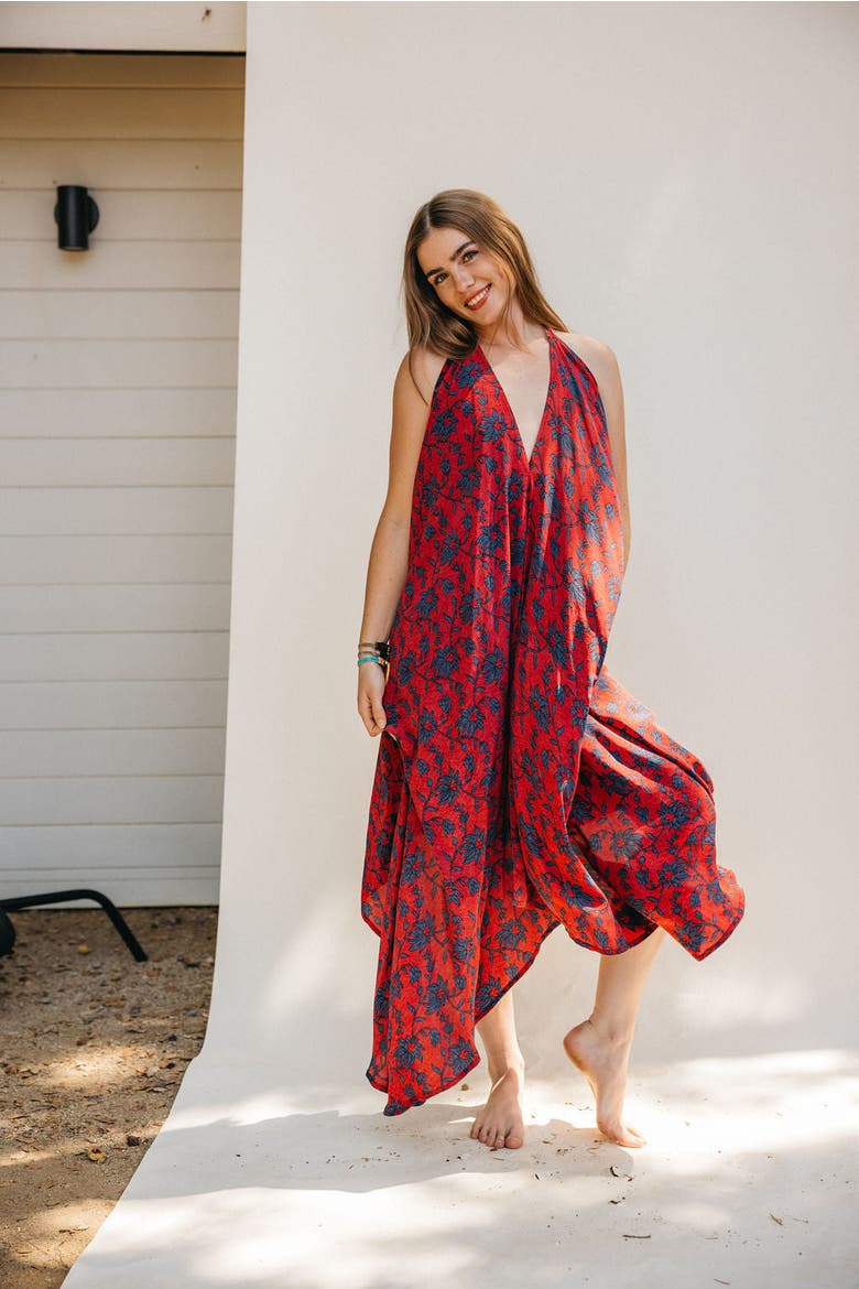 Classic Silk Dress Rhapsody, Alternate, color, Red