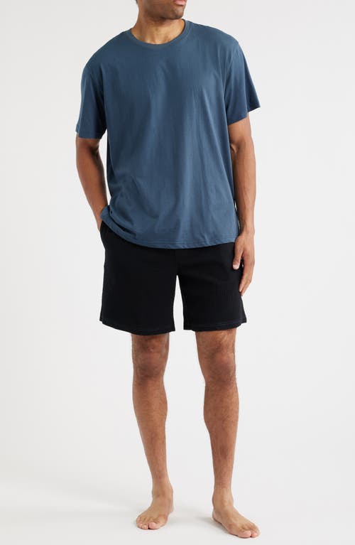 Majestic International Cotton Blend Pajama T-shirt & Waffle Shorts Set In Black
