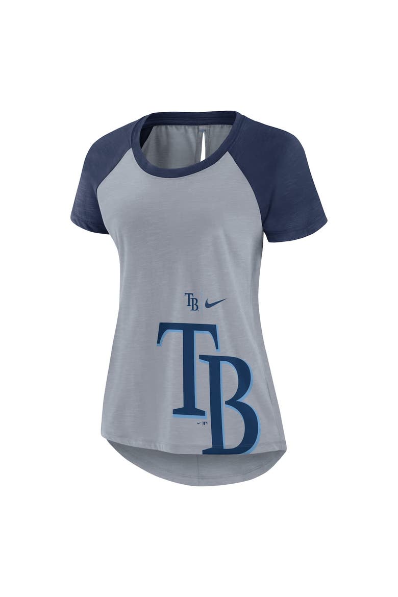 Women's Nike Heather Gray Tampa Bay Rays Summer Breeze Raglan Fashion T-Shirt, Alternate, color, Heather Gray