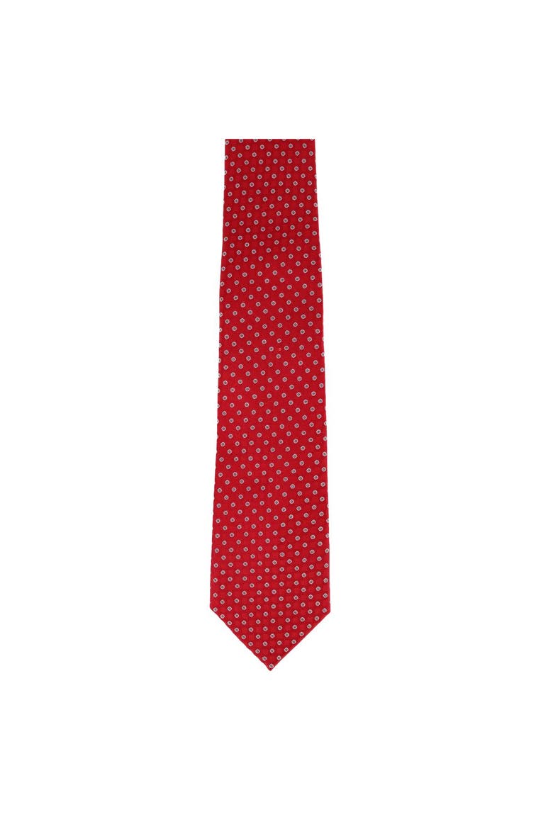 Ewing Square and Polka Dot Business Silk Necktie, Alternate, color, Red with Silver Polka Dots