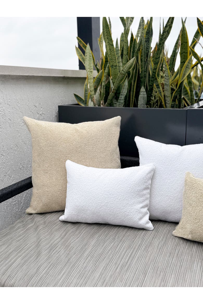Boucle Indoor Outdoor Pillow, Alternate, color, White