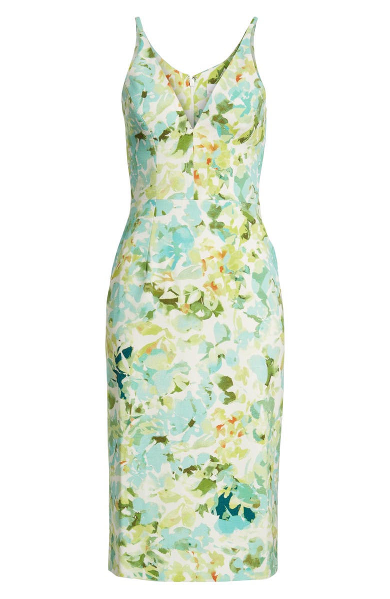 Dress the Population Lyla Watercolor Crepe Sheath Dress, Alternate, color, 