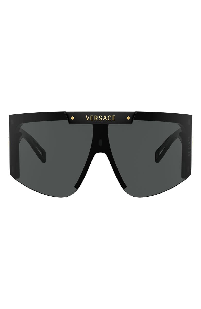 Versace 46mm Interchangeable Shield Sunglasses, Main, color, 