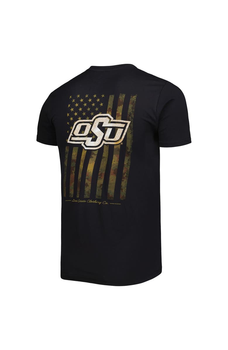 GREAT STATE CLOTHING Men's Black Oklahoma State Cowboys Camo Flag 2-Hit T-Shirt, Alternate, color, 