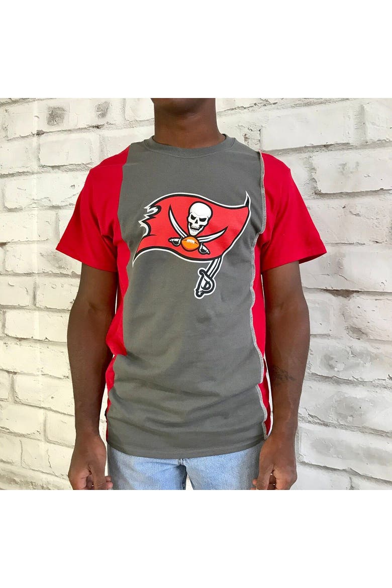 Men's Refried Apparel Pewter/Red Tampa Bay Buccaneers Sustainable Upcycled Split T-Shirt, Alternate, color, Pewter