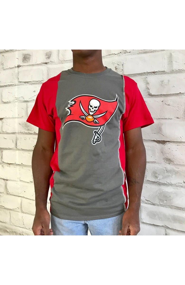REFRIED APPAREL Men's Refried Apparel Pewter/Red Tampa Bay Buccaneers Sustainable Upcycled Split T-Shirt, Alternate, color, Pewter
