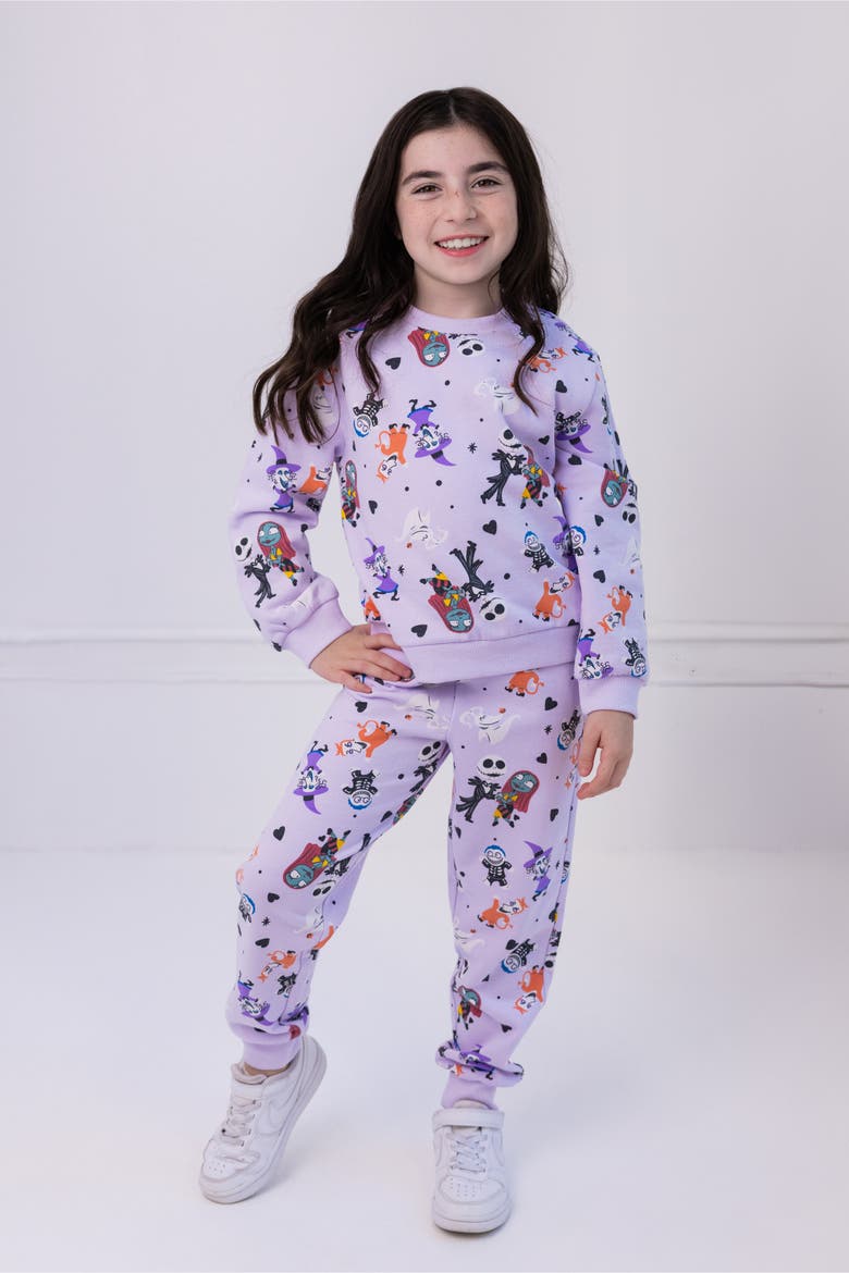 Nightmare Before Christmas Fleece Sweatshirt and Pants Set, Alternate, color, Purple Jack Sally