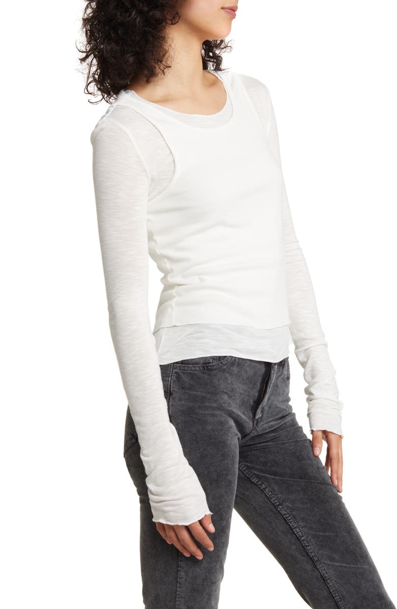 BDG Urban Outfitters Double Layer Long Sleeve Top, Alternate, color, Off-White