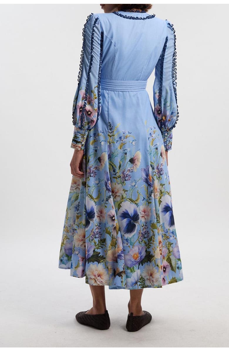 Karen Millen Trailing Floral Woven Plunge Maxi Dress, Alternate, color, Blue