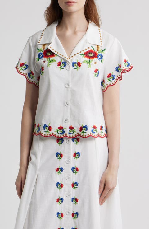 Vera Embroidered Crop Shirt
