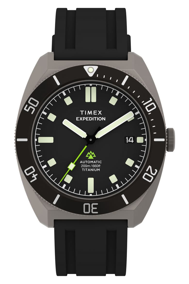 Expedition Pioneer Titanium Automatic Rubber Strap Watch, 41mm, Main, color, TITANIUM