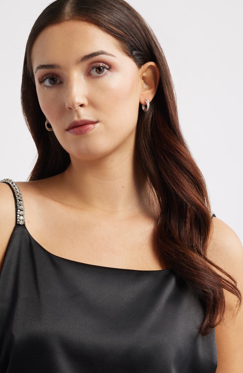 Nordstrom Cubic Zirconia Double Hoop Earrings, Alternate, color, Platinum Plated