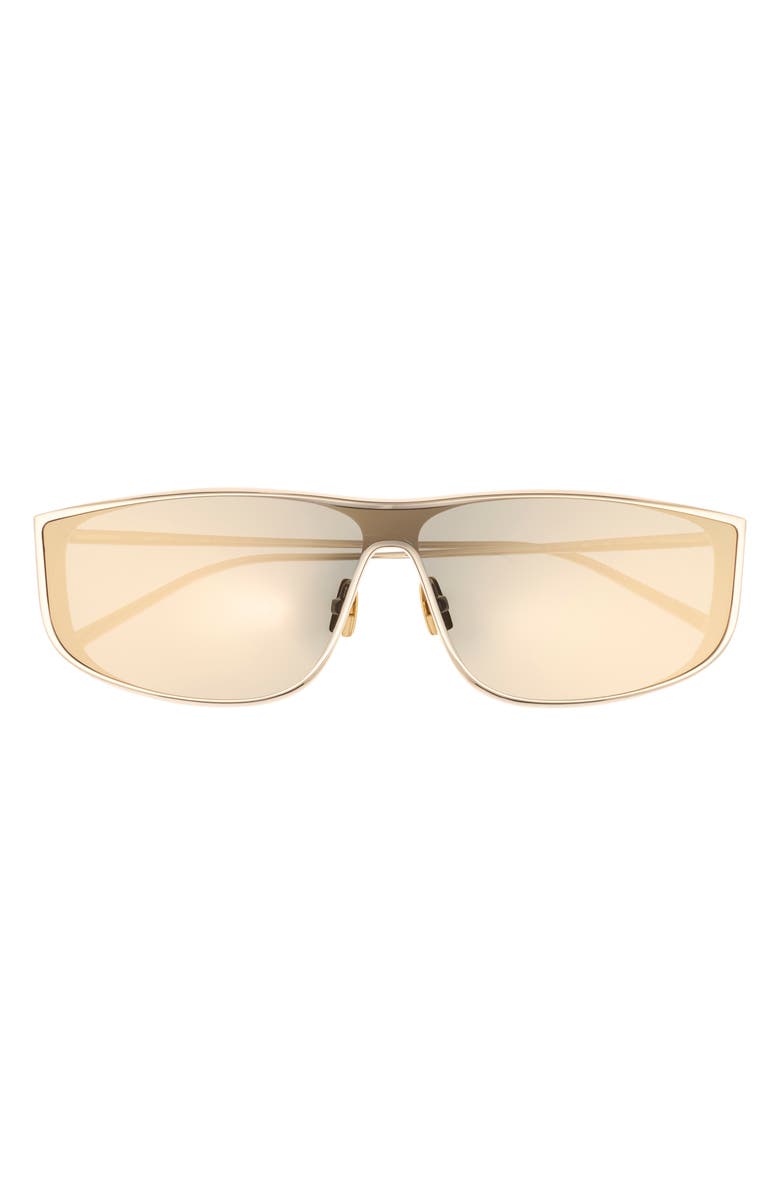 Saint Laurent 99mm Shield Sunglasses, Main, color, Gold Gold Bronze