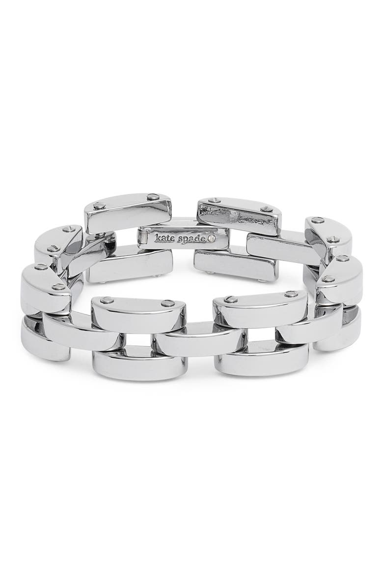 sliced scallops chain bracelet, Main, color, SILVER